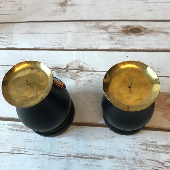 Handmade Beaded Wood Candle Holders - Picture 6 of 7